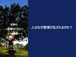 【リーダーズアカデミー】【自制心】2,人はなぜ感情が乱されるのか？