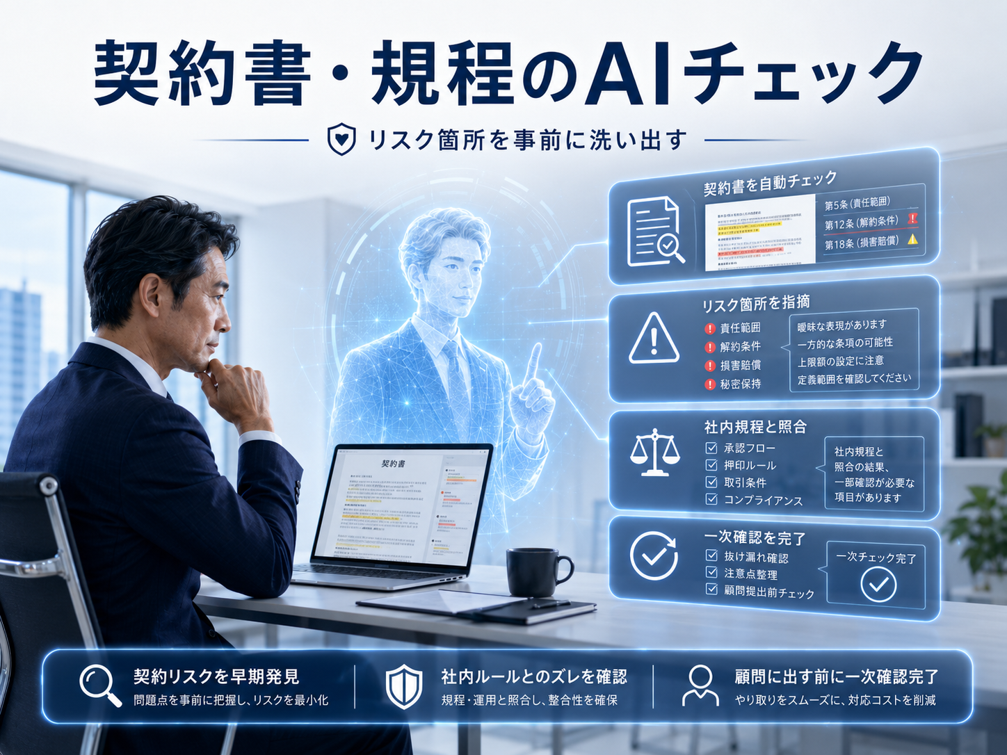 契約書・規程のAIチェックのイメージ