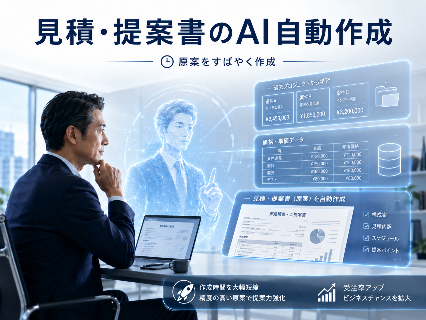見積・提案書のAI自動作成のイメージ