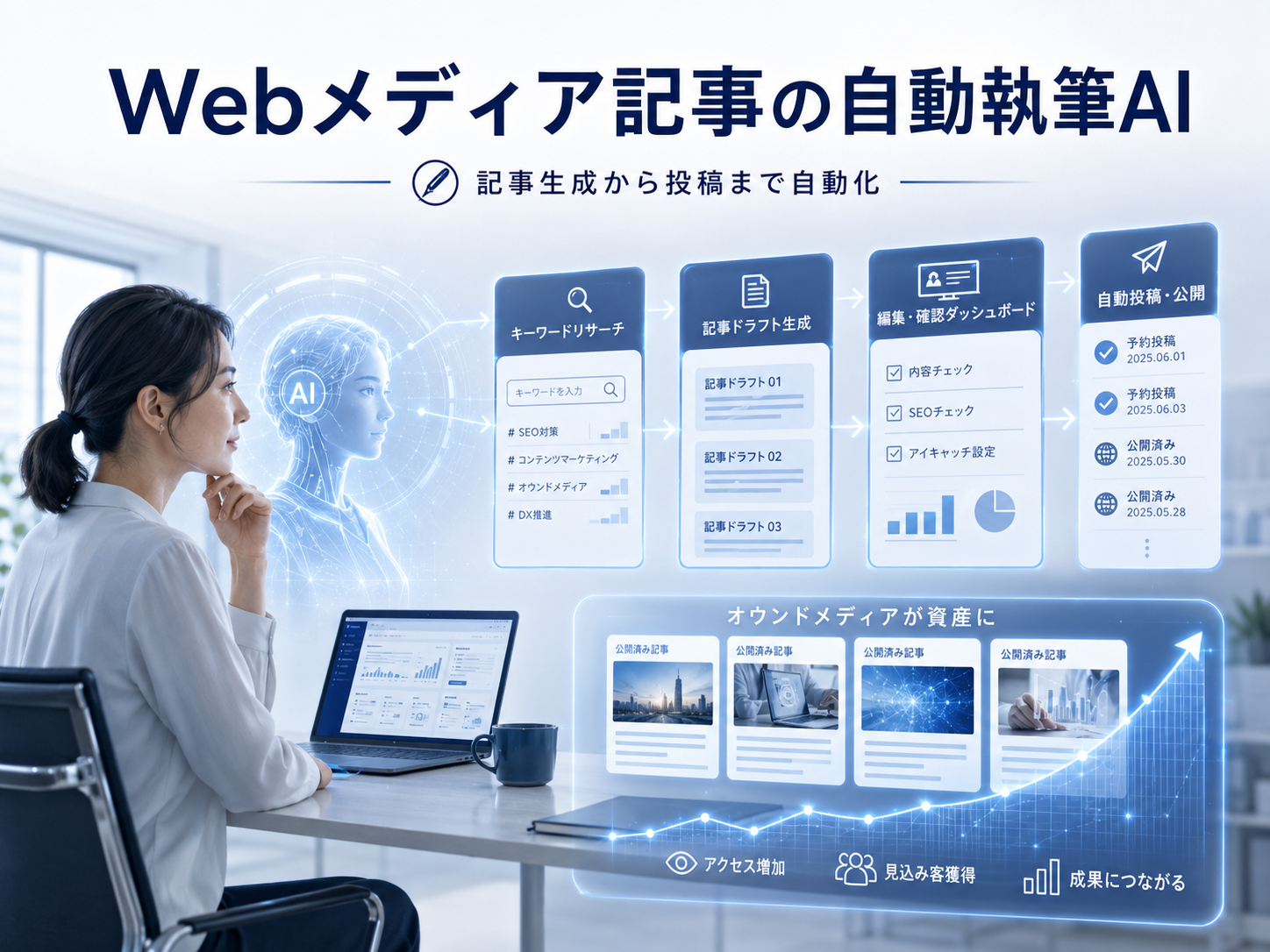 Webメディア記事の自動執筆AIのイメージ