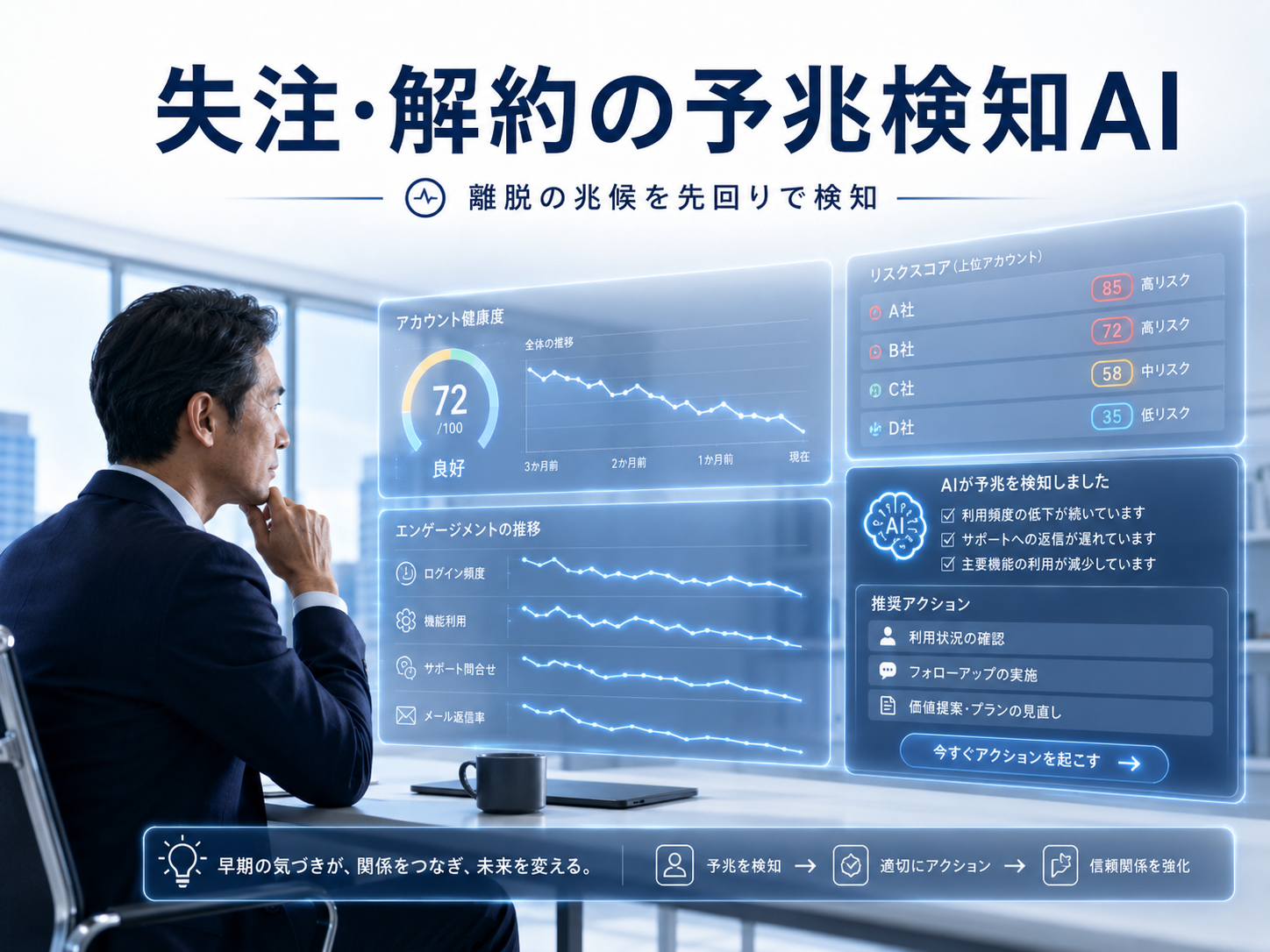 失注・解約の予兆検知AIのイメージ