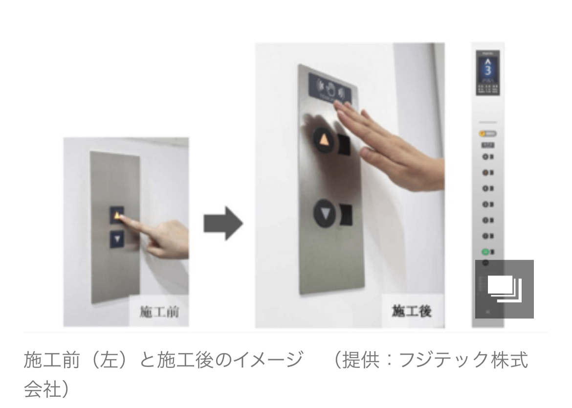 コロナ　新ビジネス　新規事業　非接触　エレベーター　ボタン　感染対策