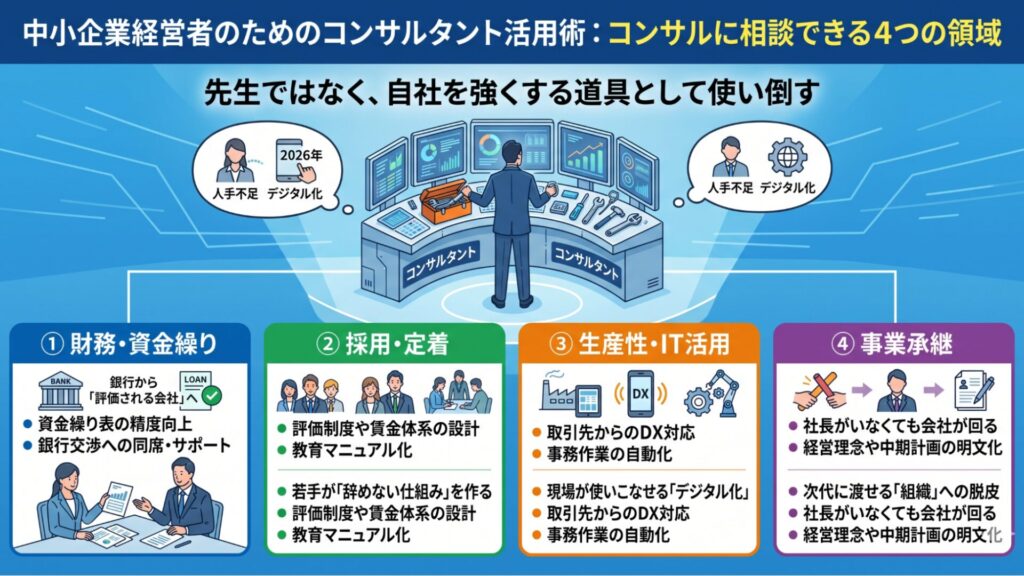 コンサルに相談できる4つの領域