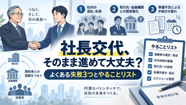 社長交代、そのまま進めて大丈夫？よくある失敗3つとやることリスト