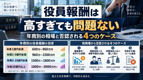 役員報酬は高すぎても問題ない｜年商別の相場と否認される4つのケース