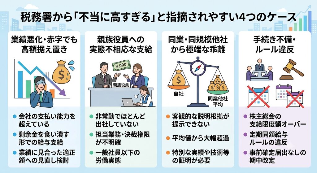 2. 税務署から「不当に高すぎる」と指摘されやすい4つのケース